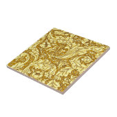 Art Nouveau Acanthus Blätter & Blume, Mustard Gol Fliese (Seite)