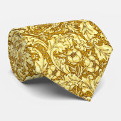 Art Nouveau Acanthus Blätter & Blume, Mustard Gol Krawatte (Gerollt)