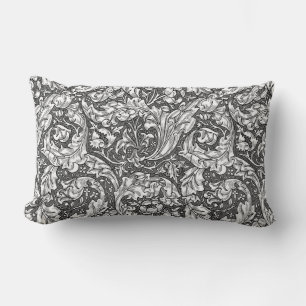 Art Nouveau Acanthus Blätter und Blume, Grau Lendenkissen