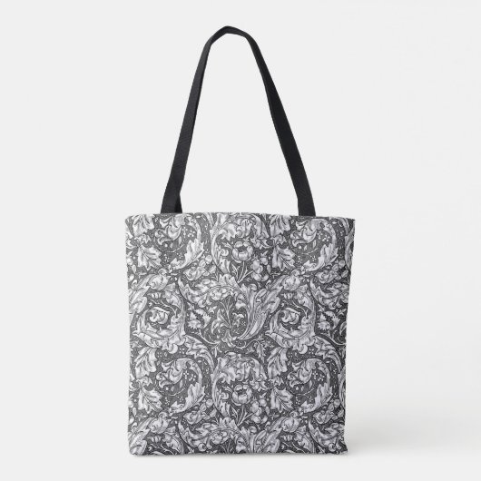 Art Nouveau Acanthus Blätter und Blume, Grau Tasche (Rückseite)