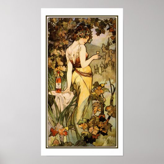Art Nouveau Alfons Mucha, cognac 10" x 18" Poster (Vorne)