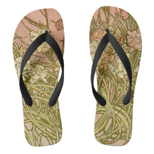 Art Nouveau Alfonse Mucha Blumenzucht Blume Badesandalen