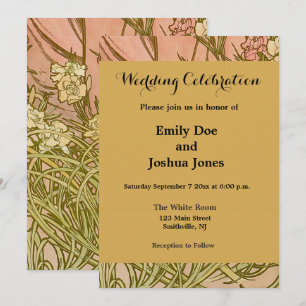 Art Nouveau Alfonse Mucha Blumenzucht Blume Einladung