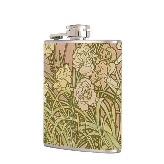 Art Nouveau Alfonse Mucha Blumenzucht Blume Flachmann (Links)