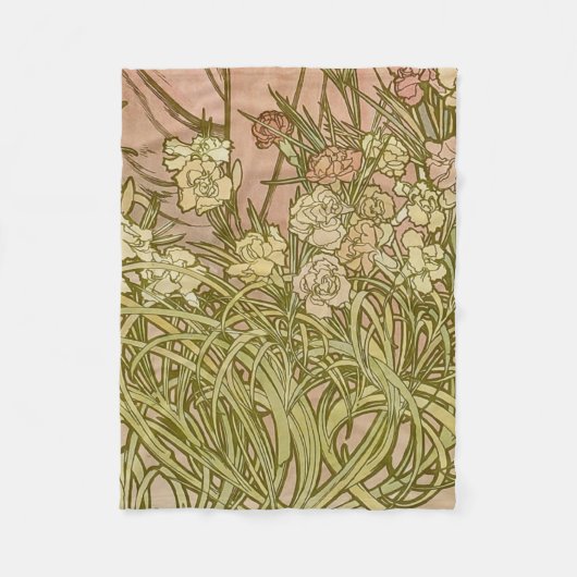 Art Nouveau Alfonse Mucha Blumenzucht Blume Fleecedecke (Vorderseite)