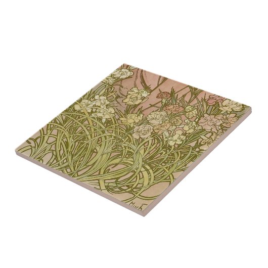 Art Nouveau Alfonse Mucha Blumenzucht Blume Fliese (Seite)