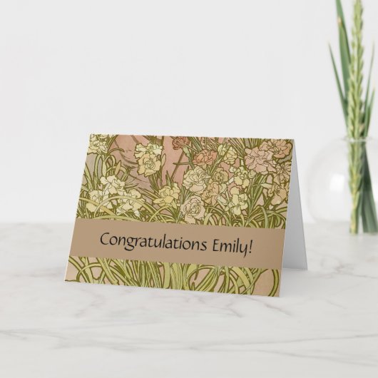 Art Nouveau Alfonse Mucha Blumenzucht Blume Karte (Vorderseite)