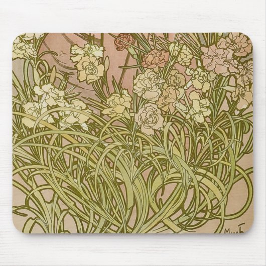 Art Nouveau Alfonse Mucha Blumenzucht Blume Mousepad (Vorne)