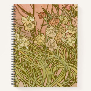 Art Nouveau Alfonse Mucha Blumenzucht Blume Notizblock
