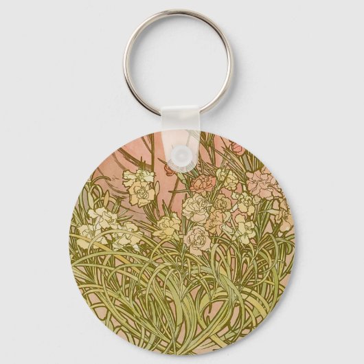 Art Nouveau Alfonse Mucha Blumenzucht Blume Schlüsselanhänger (Vorderseite)
