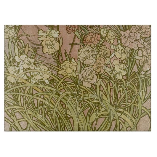 Art Nouveau Alfonse Mucha Blumenzucht Blume Schneidebrett (Vorderseite)
