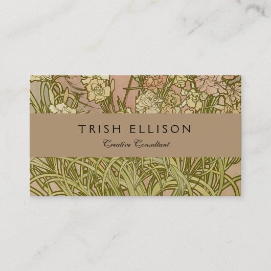 Art Nouveau Alfonse Mucha Blumenzucht Blume Visitenkarte (Vorderseite)