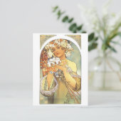 Art Nouveau - Alphonse Mucha "Blume" Postkarte (Stehend Vorderseite)