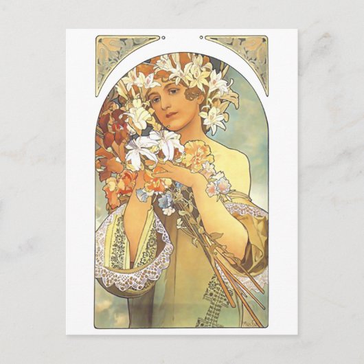 Art Nouveau - Alphonse Mucha "Blume" Postkarte (Vorderseite)