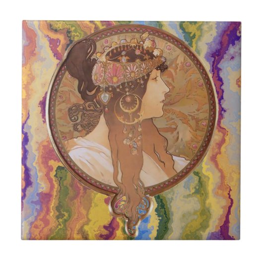 Art Nouveau - Alphonse Mucha Byzantine    Fliese (Vorderseite)