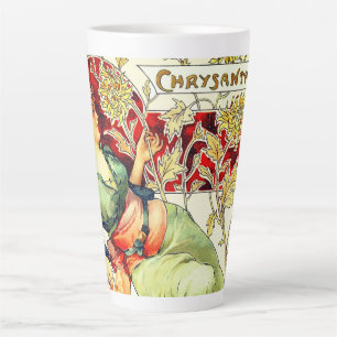 Art nouveau Alphonse Mucha Chrysantheme Herbst Milchtasse