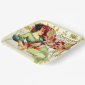 Art nouveau Alphonse Mucha Chrysantheme Herbst  Pappteller (Gewinkelt)