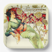 Art nouveau Alphonse Mucha Chrysantheme Herbst  Pappteller (Vorderseite)