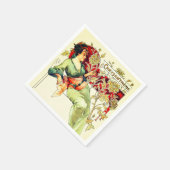 Art nouveau Alphonse Mucha Chrysantheme Herbst Serviette (Ecke)