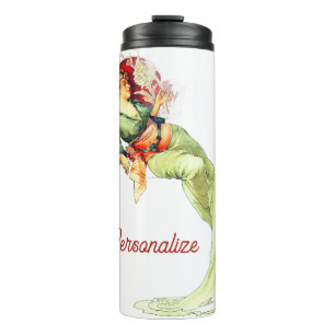 Art nouveau Alphonse Mucha Chrysantheme Herbst  Thermosbecher