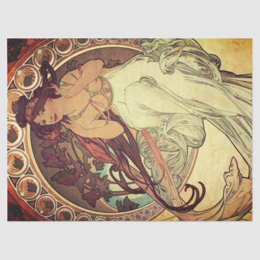 Art nouveau Alphonse Mucha elegant music muse Seidenpapier (Vorderseite)