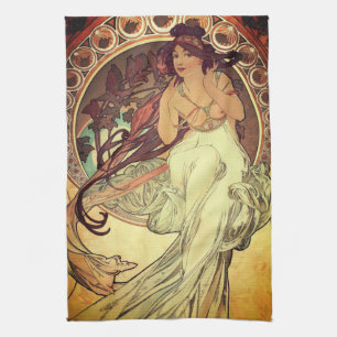 Art nouveau Alphonse Mucha elegante Vintage-Frau Geschirrtuch