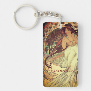 Art nouveau Alphonse Mucha elegante Vintage-Frau Schlüsselanhänger