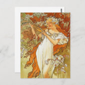 Art Nouveau Alphonse Mucha Frühlingskarte Postkarte (Vorne/Hinten)