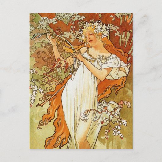 Art Nouveau Alphonse Mucha Frühlingskarte Postkarte (Vorderseite)