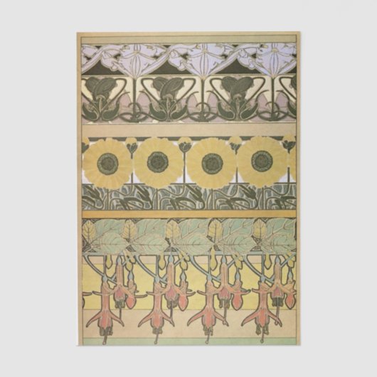 Art nouveau alphonse mucha fuschia sunflower flora seidenpapier (Vorderseite)