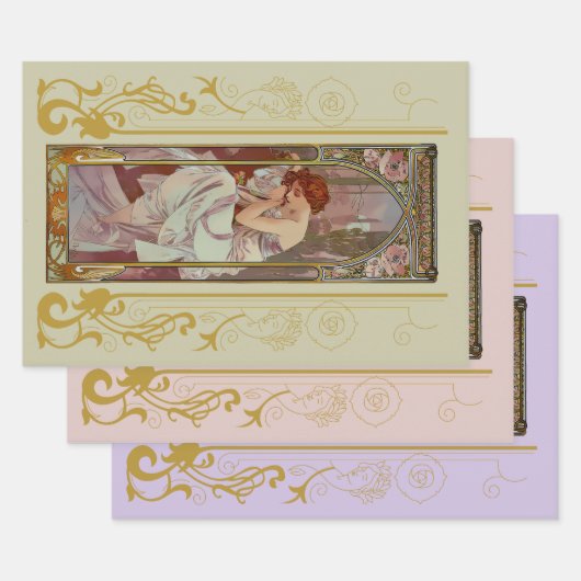 Art Nouveau Alphonse Mucha Geschenkpapier Set (Set)