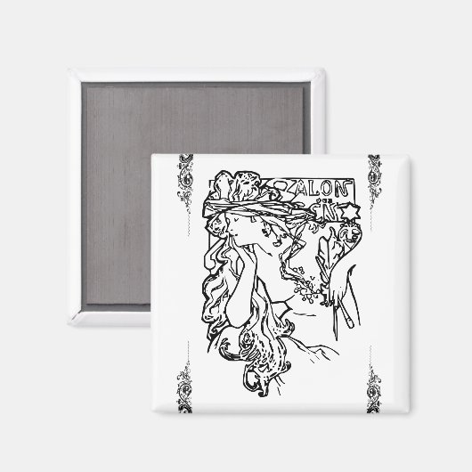 Art Nouveau Alphonse Mucha Magnet (Vorderseite/Rückseite)