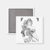 Art Nouveau Alphonse Mucha Magnet (Vorderseite/Rückseite)