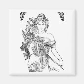 Art Nouveau Alphonse Mucha Magnet (Vorne)