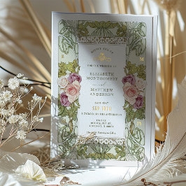 Art Nouveau Alphonse Mucha Mauve Dusty Rose Folieneinladung