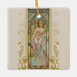 Art Nouveau Alphonse Mucha - Morgen Erwachen  Keramikornament