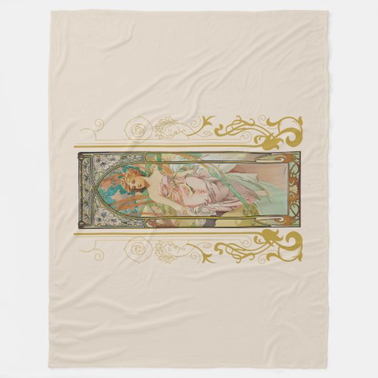 Art Nouveau Alphonse Mucha - Morgens Erwachen Fleecedecke (Vorderseite)
