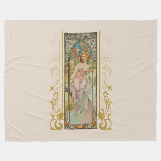 Art Nouveau Alphonse Mucha - Morgens Erwachen Fleecedecke (Vorderseite (Horizontal))