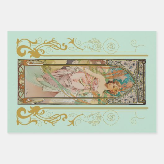 Art Nouveau Alphonse Mucha - Morgens Erwachen Geschenkpapier Set (Vorderseite 3)