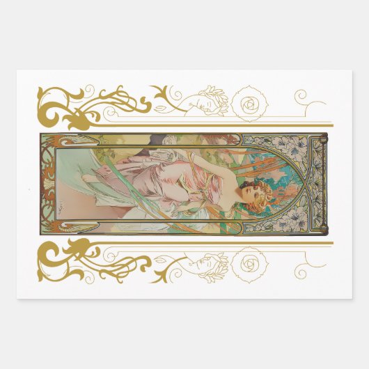 Art Nouveau Alphonse Mucha - Morgens Erwachen Geschenkpapier Set (Vorderseite 2)