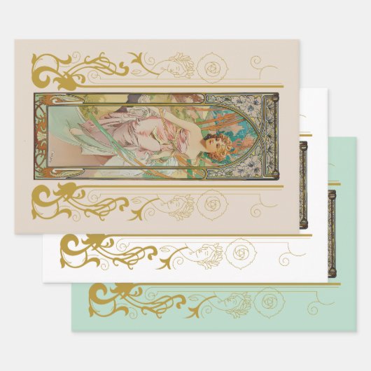 Art Nouveau Alphonse Mucha - Morgens Erwachen Geschenkpapier Set (Set)