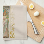 Art Nouveau Alphonse Mucha - Morgens Erwachen Geschirrtuch (Viertel Falte)