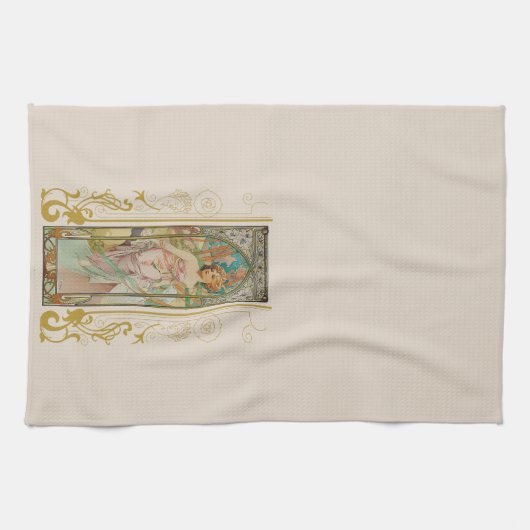 Art Nouveau Alphonse Mucha - Morgens Erwachen Geschirrtuch (Horizontal)