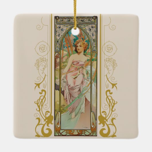 Art Nouveau Alphonse Mucha - Morgens Erwachen Keramikornament (Rückseite)