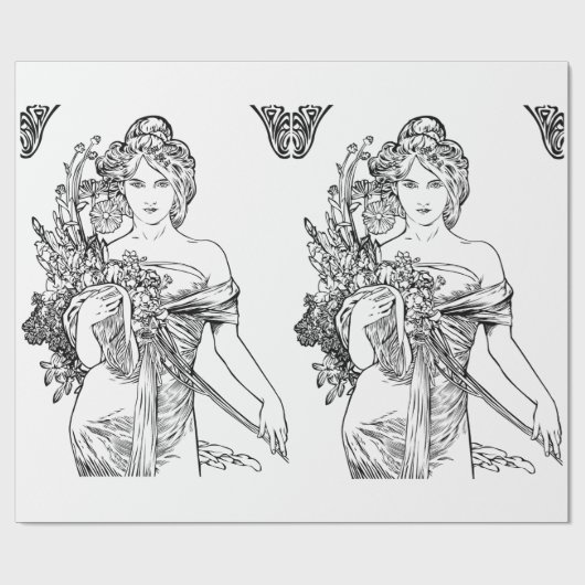 Art Nouveau Alphonse Mucha Packpapier (Flach)