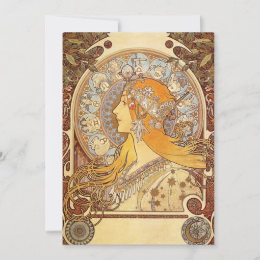 Art Nouveau Alphonse Mucha Zodiac Einladung (Vorderseite)