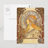 Art Nouveau Alphonse Mucha Zodiac Post Card Postkarte (Vorne/Hinten)