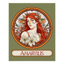 Art Nouveau Amaryllis Woman
