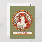 Art Nouveau Amaryllis Woman Postkarte (Vorne/Hinten)