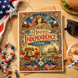 Art Nouveau Amerikanisch Patriotisch Feiertagskarte